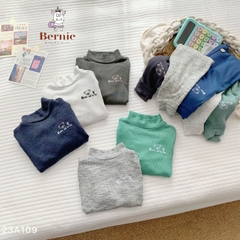Áo phông cố lọ cao 3 phân dài tay basic cho bé trai bé gái thun cotton tăm 1 đến 7 tuổi BERNIE kids