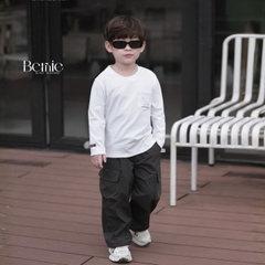 Áo thun cho bé trai tay dài phối túi ngực họa tiết khủng long size 9 tới 28kg BERNIE T0725A56