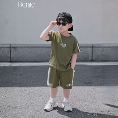 Set bộ thể thao cotton áo tay ngắn thêu Bernie Boy kèm quần short cho bé trai bé gái size 1 đến 7 tuổi H1125B34
