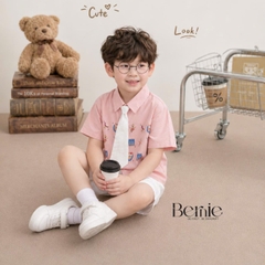 Set sơ mi 3CT Little Charm cho bé trai áo sơ mi và quần short kèm cà vạt rời size 9 tới 28kg BERNIE T0326B31