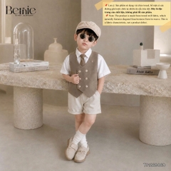 Set bộ vest gile Hoàng gia cho bé trai áo sơ mi tay ngắn phối gile kèm quần và cà vạt 1 đến 7 tuổi BERNIE T0126B06Đ 