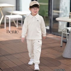 Set bộ dài chất thun cotton áo polo thêu ngựa kèm quần dài cho bé trai size 9 tới 25kg BERNIE H0726B35