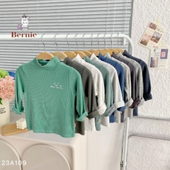 Áo phông cố lọ cao 3 phân dài tay basic cho bé trai bé gái thun cotton tăm 1 đến 7 tuổi BERNIE kids