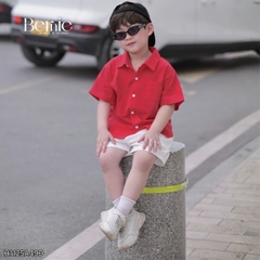 Áo sơ mi tay ngắn Basic nhiều màu unisex cho bé trai bé gái size 9kg tới 25kg BERNIE H1125A49Đ