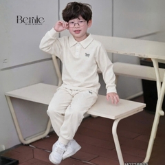 Set bộ dài chất thun cotton áo polo thêu ngựa kèm quần dài cho bé trai size 9 tới 25kg BERNIE H0726B35