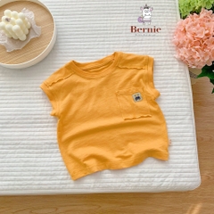 Áo tanktop cotton xược túi ngực thêu gấu dáng hàn quốc cho bé trai bé gái từ 9đến 24kg BERNIE 23A026