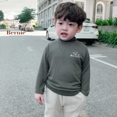 Áo phông cố lọ cao 3 phân dài tay basic cho bé trai bé gái thun cotton tăm 1 đến 7 tuổi BERNIE kids