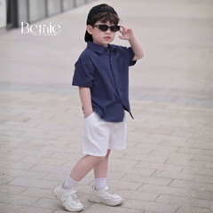 Áo sơ mi tay ngắn Basic nhiều màu unisex cho bé trai bé gái size 9kg tới 25kg BERNIE H1125A49Đ