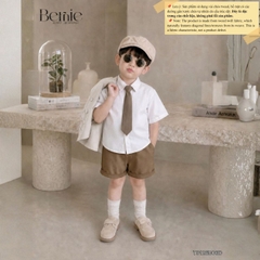 Set bộ vest gile Hoàng gia cho bé trai áo sơ mi tay ngắn phối gile kèm quần và cà vạt 1 đến 7 tuổi BERNIE T0126B06Đ 