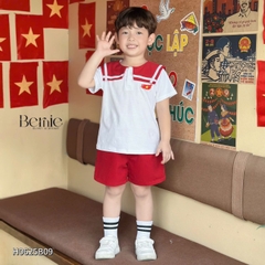 Set thủy thủ bé trai bé gái học sinh thêu lá cờ đỏ yêu nước Việt Nam 1 đến 8 tuổi Bernie H0625B08