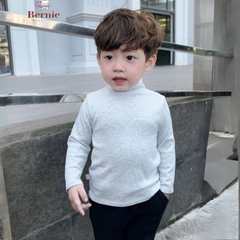 Áo phông cố lọ cao 3 phân dài tay basic cho bé trai bé gái thun cotton tăm 1 đến 7 tuổi BERNIE kids