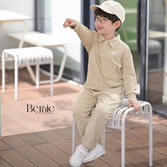 Set bộ dài chất thun cotton áo polo thêu ngựa kèm quần dài cho bé trai size 9 tới 25kg BERNIE H0726B35