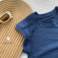 Áo tanktop cotton xược túi ngực thêu gấu dáng hàn quốc cho bé trai bé gái từ 9đến 24kg BERNIE 23A026