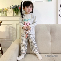 Set bộ đồ dài bé gái bộ pijama sơ mi hoạt hình Disney mặc ngủ đi học 1 đến 7 tuổi BERNIE Thun Cotton