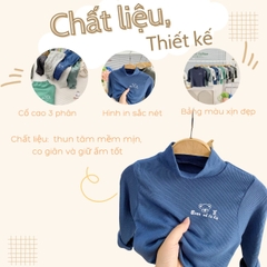 Áo phông cố lọ cao 3 phân dài tay basic cho bé trai bé gái thun cotton tăm 1 đến 7 tuổi BERNIE kids