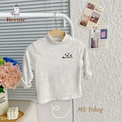 Áo phông cố lọ cao 3 phân dài tay basic cho bé trai bé gái thun cotton tăm 1 đến 7 tuổi BERNIE kids