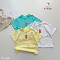 Áo phông cộc tay trơn cho bé trai bé gái unisex ngắn tay cotton màu trắng vàng 1 đến 7 tuổi BERNIE