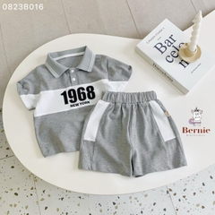 Đồ bộ ngắn tay cho bé trai áo thun polo cổ đức 1968 và quần short 1 đến 7 tuổi BERNIE Kids 0823B016