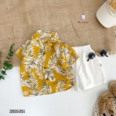 Áo sơ mi đũi đi biển cho bé trai bé gái họa tiết nổi bật áo đi chơi sành điệu 1 đến 7 tuổi BERNIE