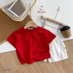 Áo phông trơn basic ngắn tay unisex cho bé trai bé gái cotton 4 chiều nhiều màu Bernie 1 đến 7 tuổi