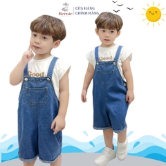 Yếm jean đùi ngắn unisex cho bé trai bé gái phong cách hàn quốc 1 đến 7 tuổi Bernie 0324Y07 Thun