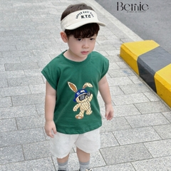 Áo thun ba lỗ sát nách dáng tank top hàn quốc in thỏ cho bé trai bé gái từ 1 đến 7t BERNIE 0324A15