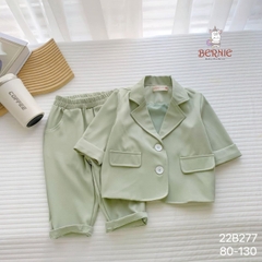 Set bộ vest blazer dài tay phong cách vintage bé gái màu hồng và xanh 1 đến 7 tuổi BERNIE 22B277