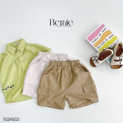 Set bộ sơ mi cổ cúc ngắn tay phối lạ mắt phong cách sành điệu cho bé trai 1 đến 7 tuổi BERNIE 0124B13