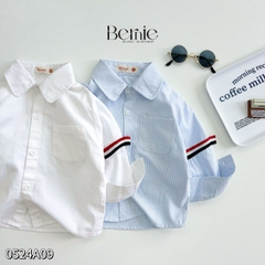 Áo sơ mi tay dài phối viền tay áo cho bé trai đi chơi đi tiệc sành điệu 1 đến 7 tuổi BERNIE 0524A09