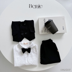 Set vest gile sơ mi ngắn tay cho bé trai phong cách Hàn Quốc cho bé mặc sinh nhật, thôi nôi đi tiệc BERNIE 0624B07 (Size 1-7 tuổi)