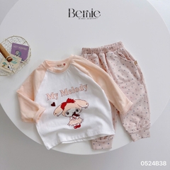 Set bộ thun dài thu đông cotton họa tiết hoạt hình cho bé gái đi chơi đi học 1 đến 7 tuổi BERNIE 0524B38
