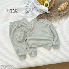 Set bộ thun  bozip dài tay thêu ngực cho bé trai phong cách hàn quốc size 1 đến 7 tuổi BERNIE 0724B04
