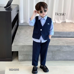 Set vest dài gile áo sơ mi túi khăn công tử lịch lãm bé trai thôi nôi sinh nhật 1 đến 7 tuổi BERNIE 0824b06