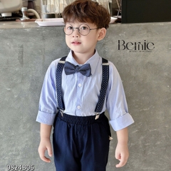 Set vest dài gile áo sơ mi túi khăn công tử lịch lãm bé trai thôi nôi sinh nhật 1 đến 7 tuổi BERNIE 0824b06