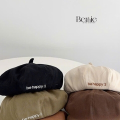 Mũ nồi thêu chữ Be happy bé trai bé gái unisex phong cách hàn quốc 1 đến 5 tuổi BERNIE kids