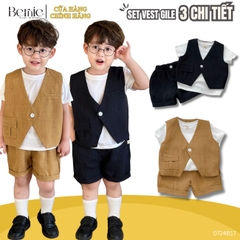 Set bộ vest gile công tử ngắn tay 3 chi tiết phong cách hàn quốc cho bé trai 1 đến 7 tuổi BERNIE 0724B17