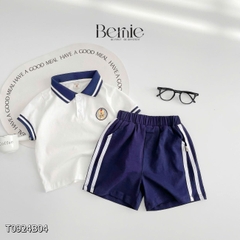 Bộ đồ thun Polo cho bé trai bé gái đồng phục BERNIE thủy thủ quần short ngắn chân váy xếp ly 8-30kg H0924B04
