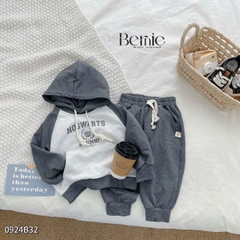 Set bộ thun dài tay thu đông cho bé trai bé gái dáng hoodie có mũ Bernie kids 1 đến 7 tuổi 0924B32