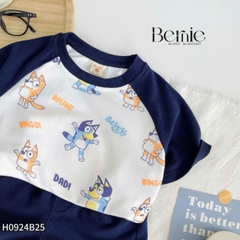 Set đồ đi chơi bé trai sành điệu áo thun cổ tròn kèm quần sooc ngắn họa tiết 1 đến 7t BERNIE 0924B52
