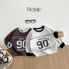 Set Bộ thun quần áo dài tay thu đông cho bé trai phong cách thể thao in số 90 BERNIE 1 đến 7 tuổi T1024B02