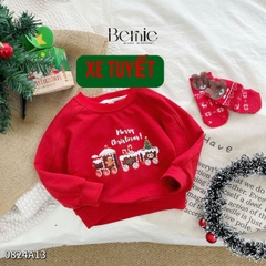 Áo noel màu đỏ áo phông dài tay giáng sinh cho bé trai bé gái 1 đến 7 tuổi BERNIE 0824A13