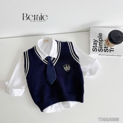 Set sơ mi trắng dài tay học sinh cho bé trai phong cách hàn quốc 1 đến 7 tuổi BERNIE T0924B55