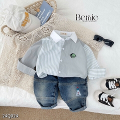 Quần dài quần denim túi hộp phong cách cho bé trai phong cách sành điệu 1 đến 7 tuổi BERNIE 24Q024