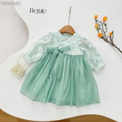 Set so mi dài Hanbok mặc tết phong cách hàn quốc dễ thương cho bé gái hoạ tiết hoa xuân màu hồng màu xanh hàn quốc cho bé 1 đến 7 tuổi BERNIE 0924B21