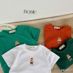 áo phông ngắn tay trơn cho bé trai bé gái, áo thun ngắn tay cotton màu trắng vàng xanh đen cam 1 đến 6 tuổi BERNIE 0424A11