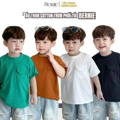 áo phông ngắn tay trơn cho bé trai bé gái, áo thun ngắn tay cotton màu trắng xanh nâu đen 1 đến 6 tuổi BERNIE 0424A14