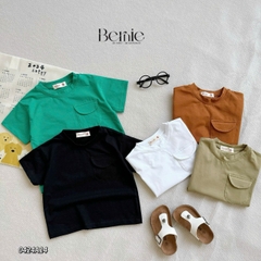 áo phông ngắn tay trơn cho bé trai bé gái, áo thun ngắn tay cotton màu trắng xanh nâu đen 1 đến 6 tuổi BERNIE 0424A14