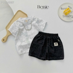Set bộ bé trai áo thun cotton và quần phối dây xích phong cách 1 đến 7 tuổi BERNIE P1124B27