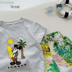 Set bộ thun tay ngắn set đi biển họa tiết Snoopy cho bé trai áo thun cotton quần đũi mềm mại size 1 đến 7 tuổi BERNIE 0124B43