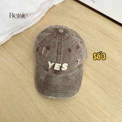 Mũ lưỡi trai unisex cho bé trai bé gái chất jean loang đính chữ Yes phong cách Hàn quốc 49-53cm bé 2 đến 6 tuổi BERNIE 